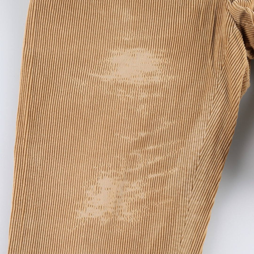 Ralph Lauren POLO by Ralph Lauren Two-pleat Wide-ribbed Corduroy Pants, Men's, Size W34 cotton Beige type Vintage Second Hand