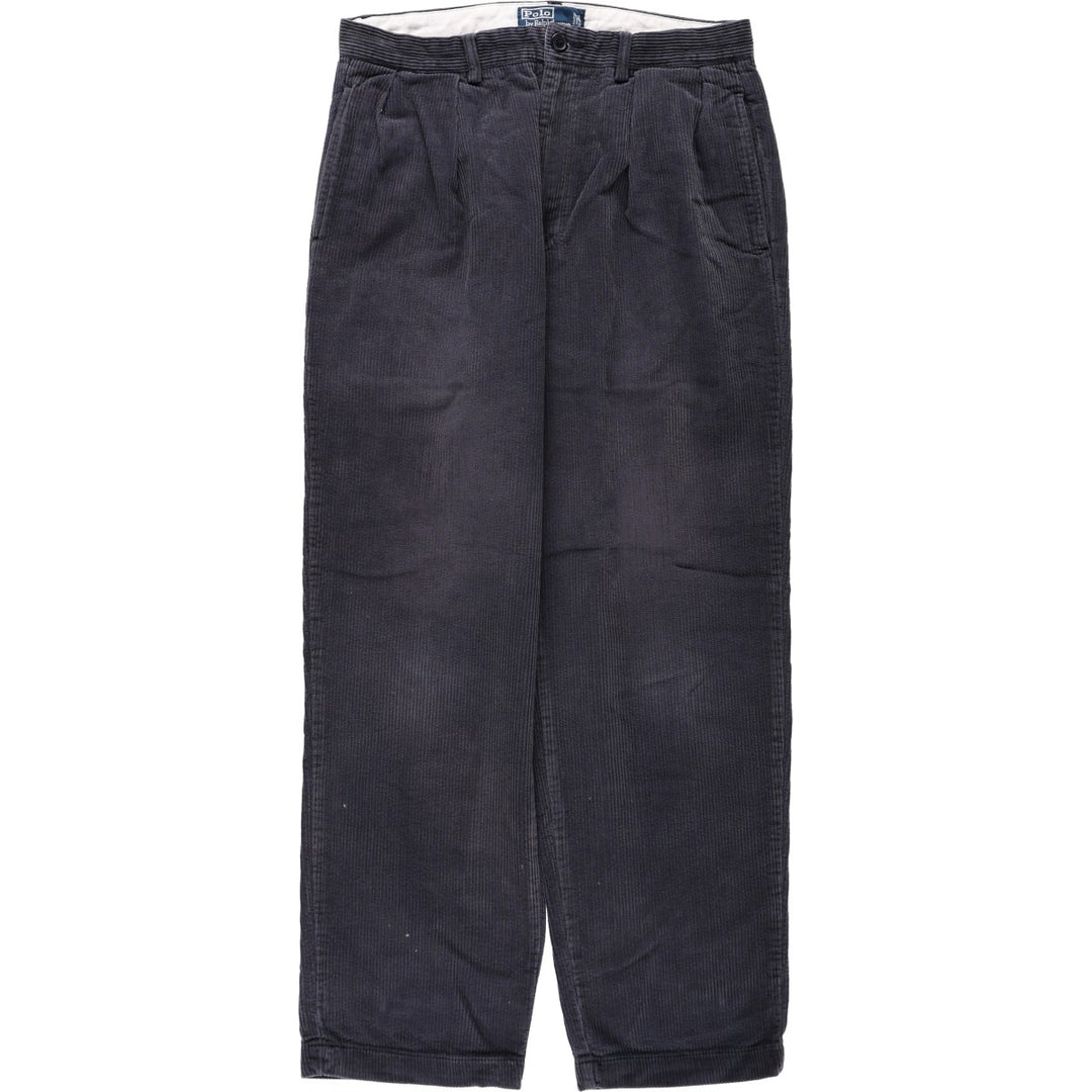 Ralph Lauren POLO by Ralph Lauren ANDREW PANT, two-pleat corduroy pants, men's size W32 cotton navy blue type Vintage Second Hand