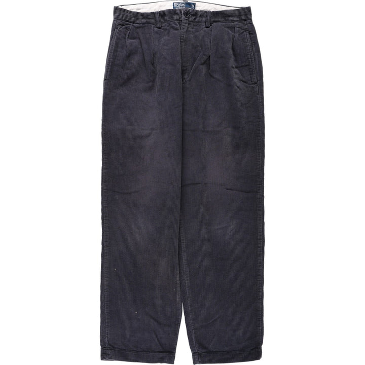 Ralph Lauren POLO by Ralph Lauren ANDREW PANT, two-pleat corduroy pants, men's size W32 cotton navy blue type Vintage Second Hand