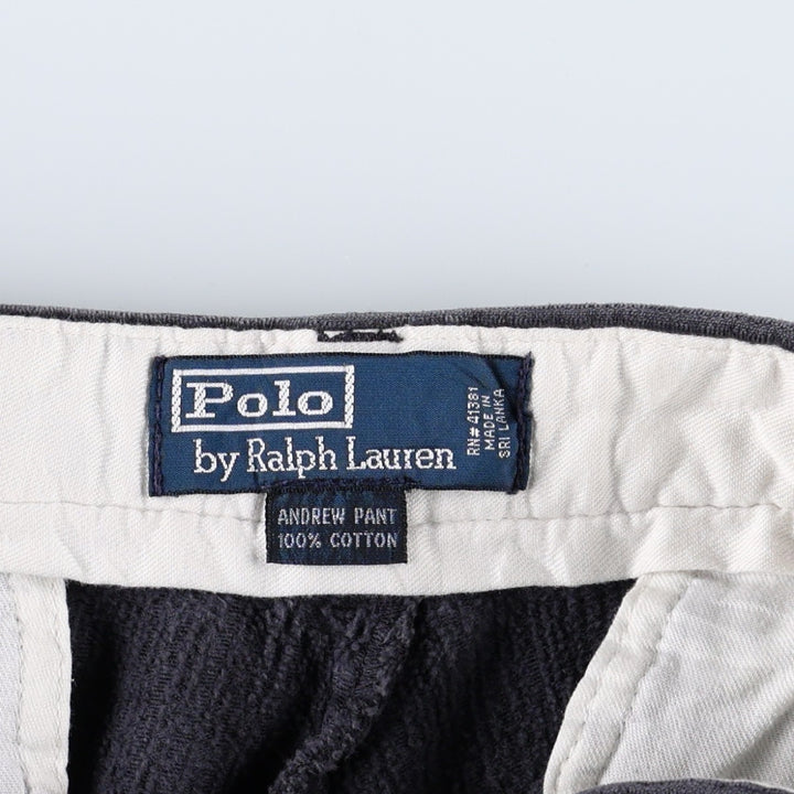Ralph Lauren POLO by Ralph Lauren ANDREW PANT, two-pleat corduroy pants, men's size W32 cotton navy blue type Vintage Second Hand