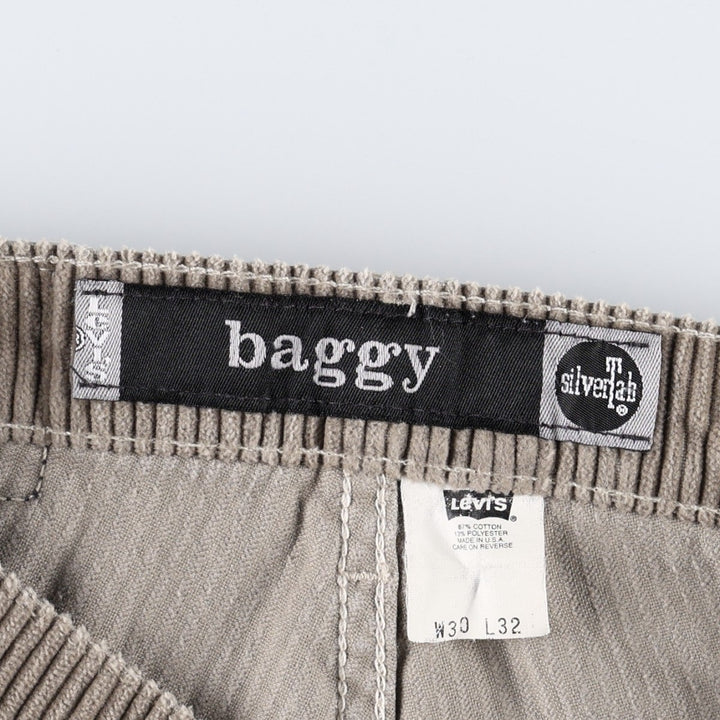 1990'S Levi's Silver Tab Baggy Corduroy Pants, Made in USA, Men's Size W31 (approx.), Vintage cotton beige type brown Vintage Second Hand