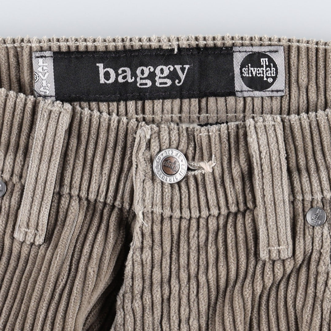 1990'S Levi's Silver Tab Baggy Corduroy Pants, Made in USA, Men's Size W31 (approx.), Vintage cotton beige type brown Vintage Second Hand