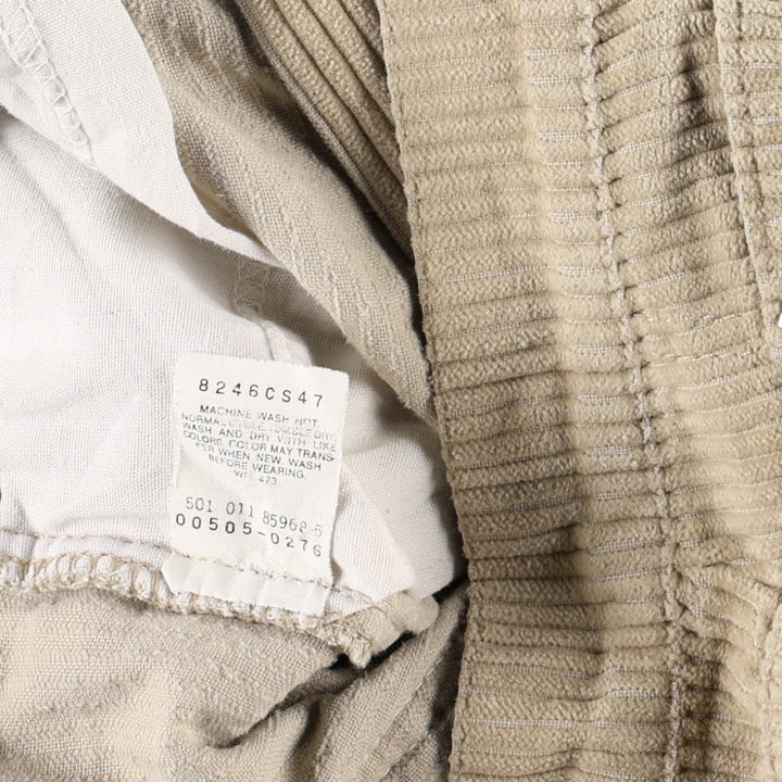 1990'S Levi's 00505-0276 Corduroy Pants, Made in USA, Men's Size W36 (approx.) cotton Beige type Vintage Second Hand