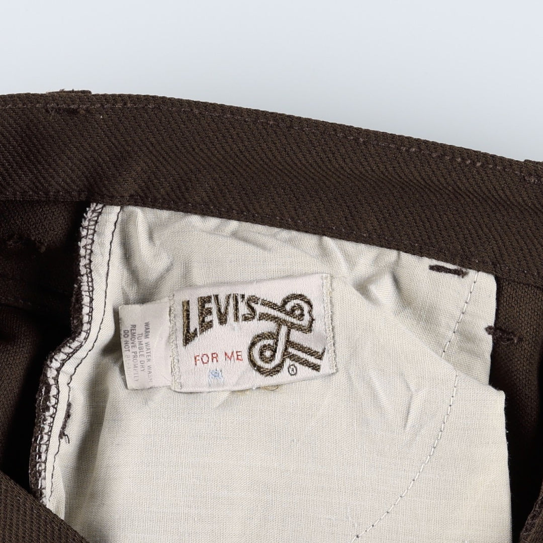 1970'S Levi's FOR ME slacks pants, men's size W32 (approx.), vintage. unclear brown type Vintage Second Hand