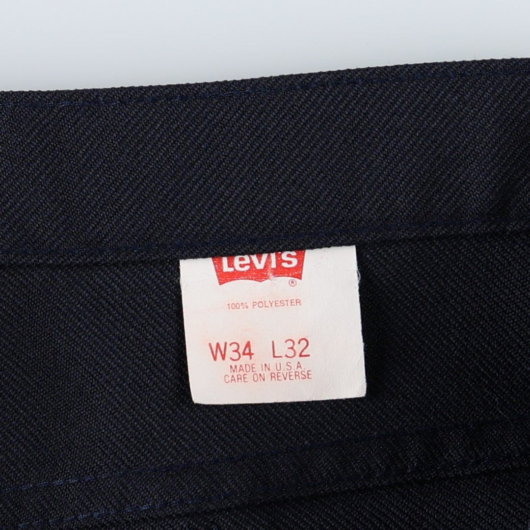 1990'S Levi's 10517-6117 Flare Pants, Made in USA, Men's Size W33 (approx.), Vintage polyester navy blue type Vintage Second Hand