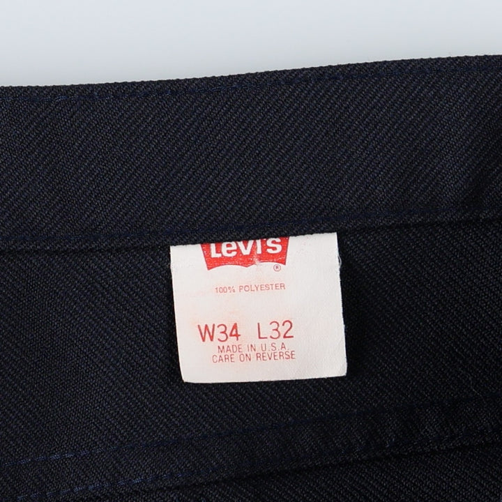 1990'S Levi's 10517-6117 Flare Pants, Made in USA, Men's Size W33 (approx.), Vintage polyester navy blue type Vintage Second Hand