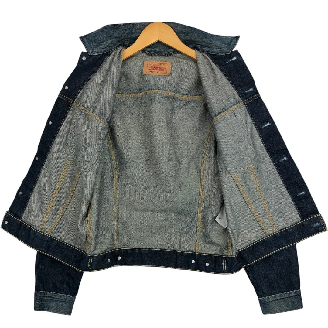 90'S Levi's 70500-04 Euro Model Denim Jacket, G-Jean, Men's Size L, Vintage cotton blue type Vintage Second Hand