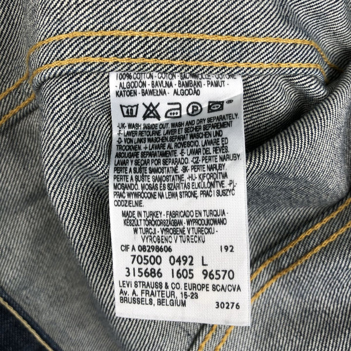 90'S Levi's 70500-04 Euro Model Denim Jacket, G-Jean, Men's Size L, Vintage cotton blue type Vintage Second Hand