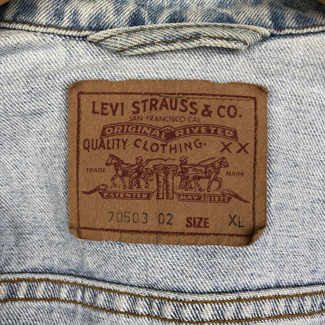 90'S Levi's 70503-02 Euro Model Denim Jacket, Men's XL, Vintage cotton blue type Vintage Second Hand