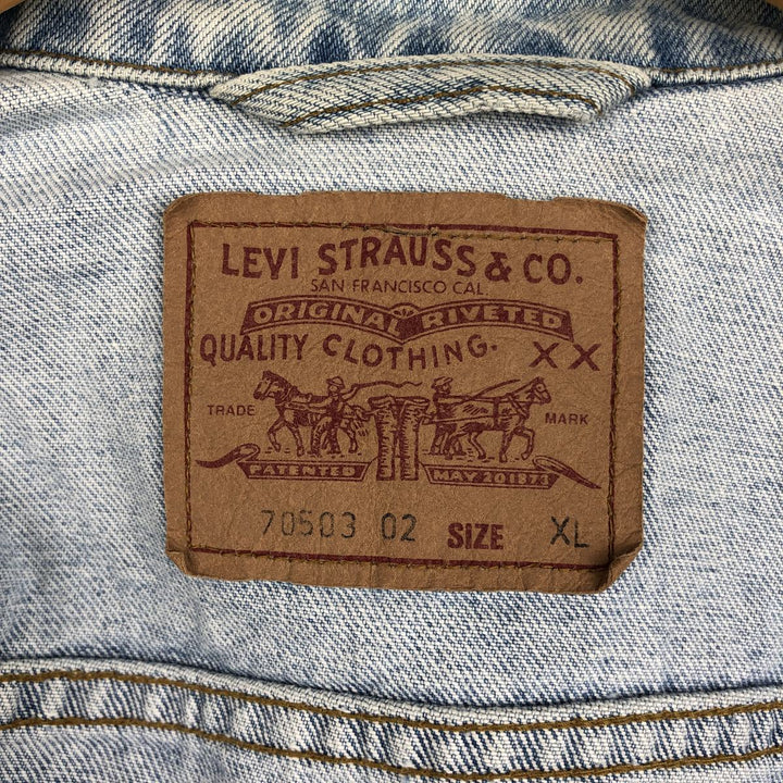 90'S Levi's 70503-02 Euro Model Denim Jacket, Men's XL, Vintage cotton blue type Vintage Second Hand