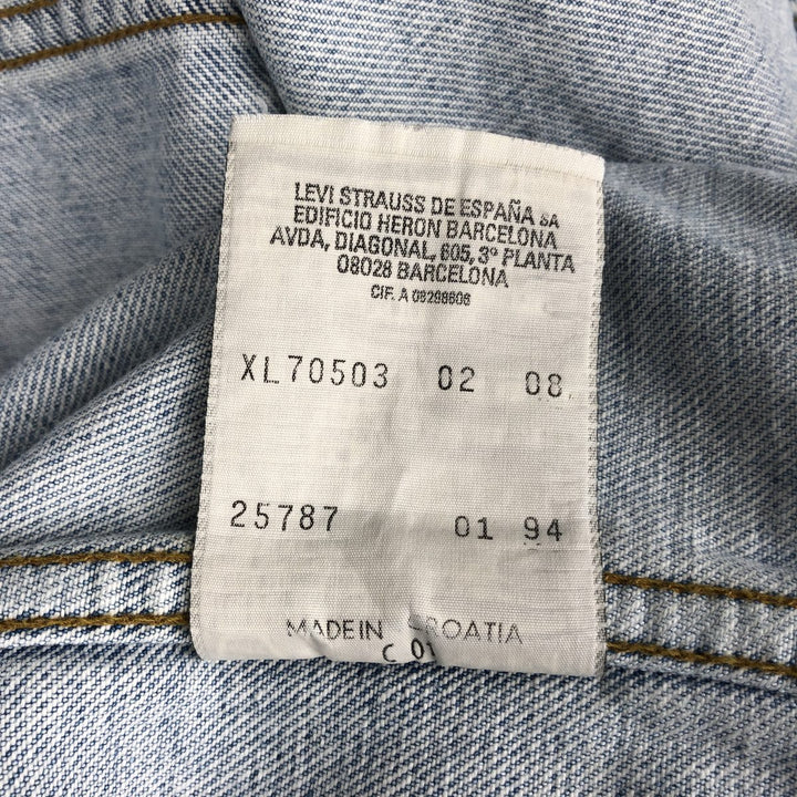90'S Levi's 70503-02 Euro Model Denim Jacket, Men's XL, Vintage cotton blue type Vintage Second Hand