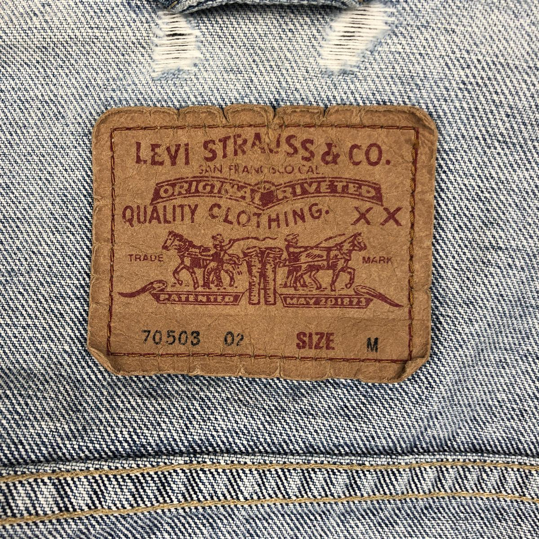90'S Levi's 70503-02 Euro Model Denim Jacket, Jean Jacket, Men's M Size, Vintage cotton blue type Vintage Second Hand