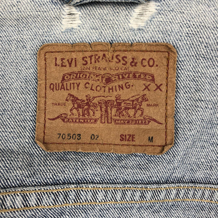 90'S Levi's 70503-02 Euro Model Denim Jacket, Jean Jacket, Men's M Size, Vintage cotton blue type Vintage Second Hand