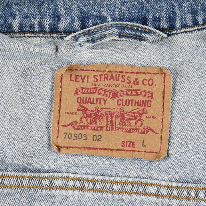 90'S Levi's 70503-0216 denim jacket, denim jacket, men's size L, vintage cotton blue type Vintage Second Hand