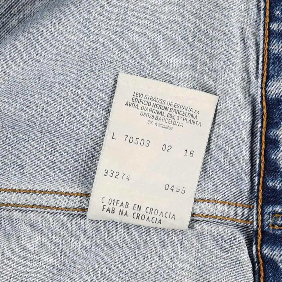 90'S Levi's 70503-0216 denim jacket, denim jacket, men's size L, vintage cotton blue type Vintage Second Hand
