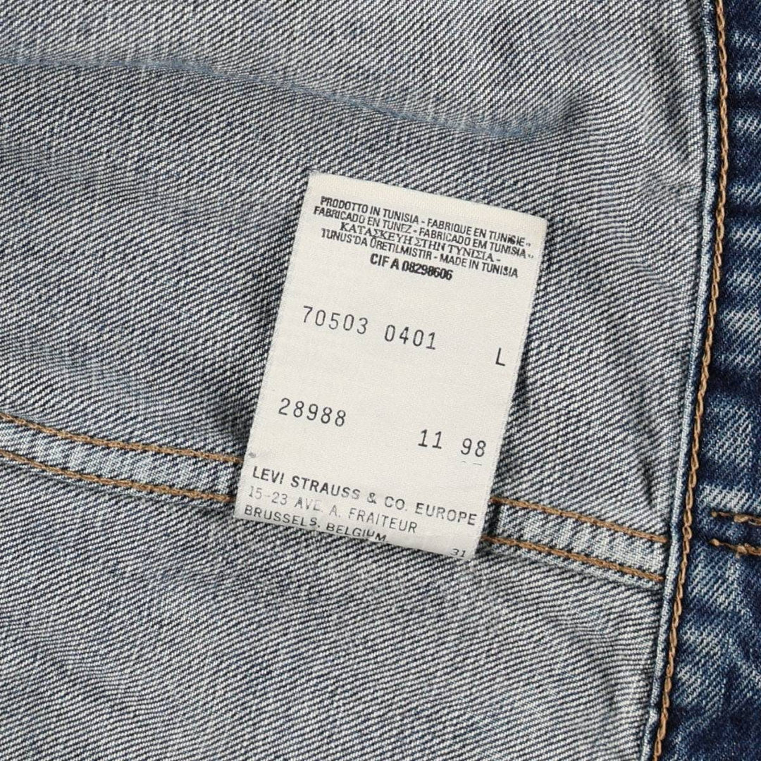 1990'S Levi's 70503-0401 Euro Model Denim Jacket (Men's Size L equivalent) Vintage cotton blue type Vintage Second Hand