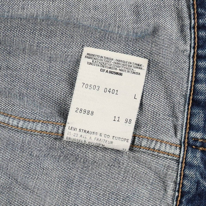 1990'S Levi's 70503-0401 Euro Model Denim Jacket (Men's Size L equivalent) Vintage cotton blue type Vintage Second Hand