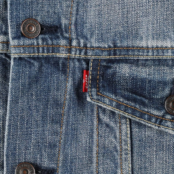 Levi's denim jacket with custom patches, men's size XL equivalent. cotton blue type Vintage Second Hand