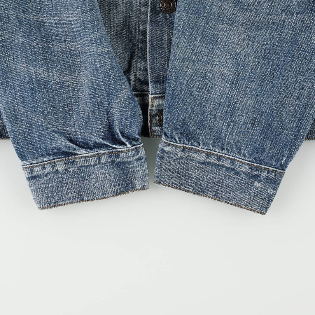 Levi's denim jacket with custom patches, men's size XL equivalent. cotton blue type Vintage Second Hand
