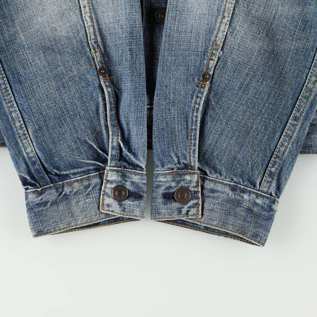 Levi's denim jacket with custom patches, men's size XL equivalent. cotton blue type Vintage Second Hand
