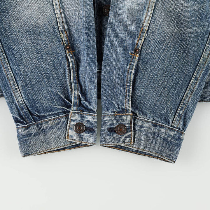 Levi's denim jacket with custom patches, men's size XL equivalent. cotton blue type Vintage Second Hand