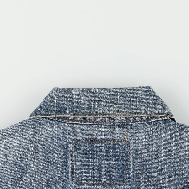 Levi's denim jacket with custom patches, men's size XL equivalent. cotton blue type Vintage Second Hand