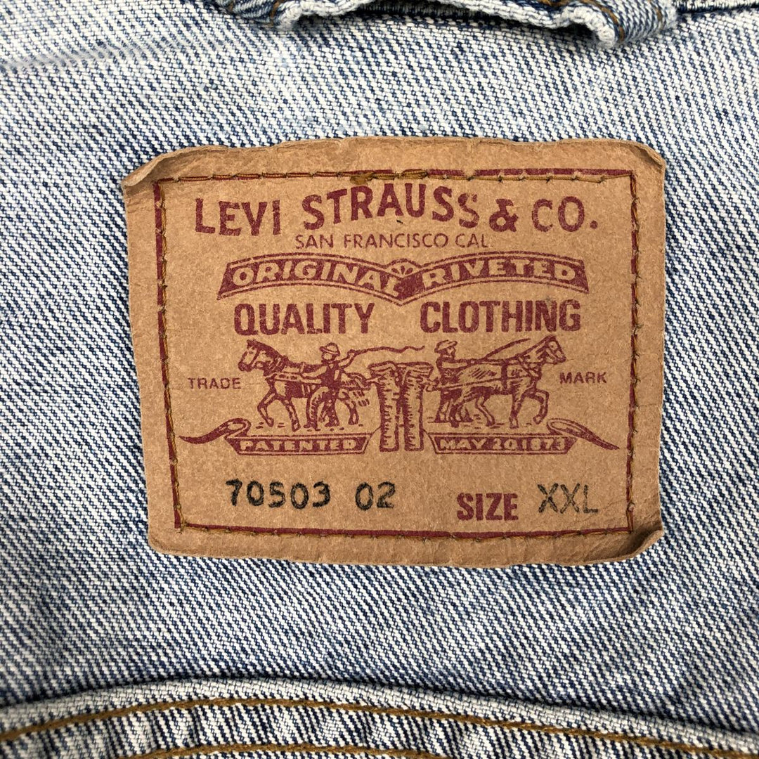 90'S Levi's 70503-0216 Denim Jacket, Men's XXL, Vintage cotton blue type Vintage Second Hand