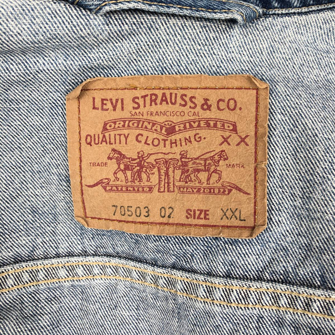 1990'S Levi's 70503-02 Denim Jacket, Men's XXL equivalent, Vintage cotton blue type Vintage Second Hand