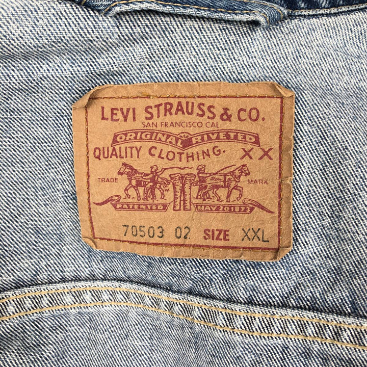 1990'S Levi's 70503-02 Denim Jacket, Men's XXL equivalent, Vintage cotton blue type Vintage Second Hand