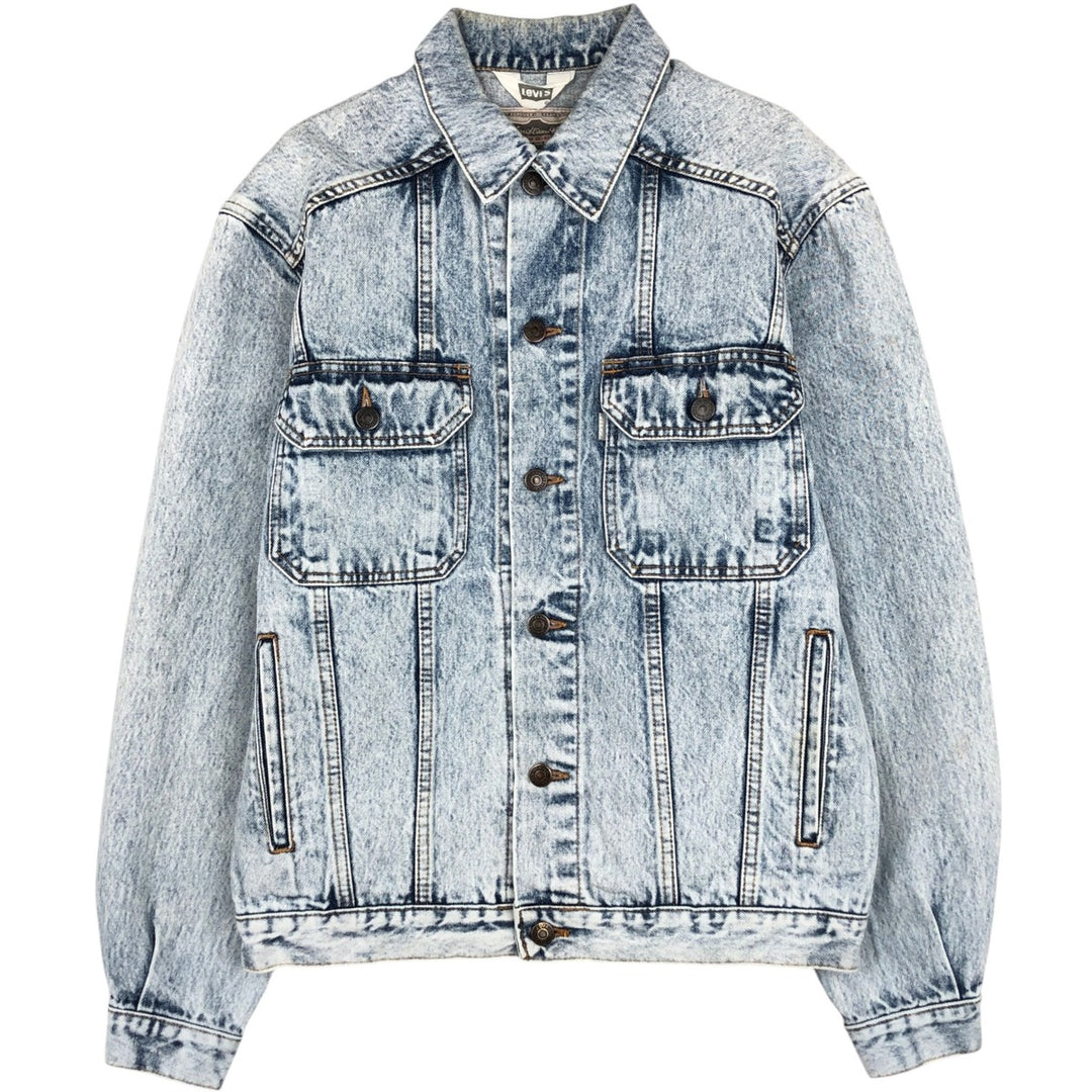 1980'S Levi's 70511-0608 Chemical Wash Denim Jacket, Made in Italy, Men's Size S (Equivalent), Vintage cotton blue type Vintage Second Hand