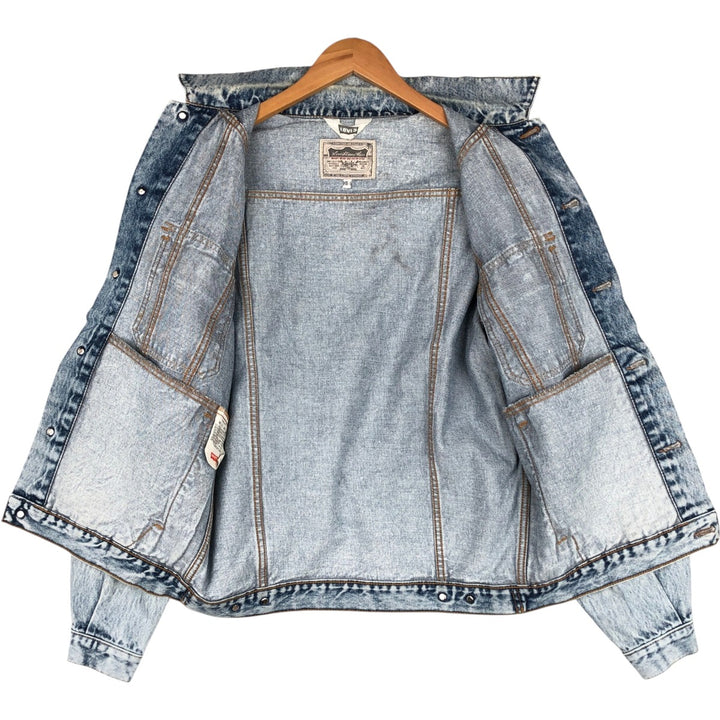 1980'S Levi's 70511-0608 Chemical Wash Denim Jacket, Made in Italy, Men's Size S (Equivalent), Vintage cotton blue type Vintage Second Hand