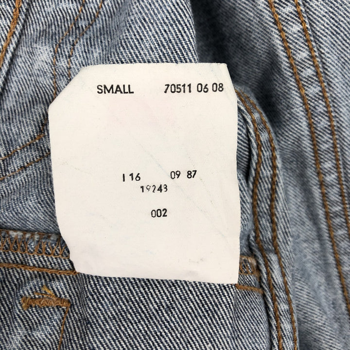 1980'S Levi's 70511-0608 Chemical Wash Denim Jacket, Made in Italy, Men's Size S (Equivalent), Vintage cotton blue type Vintage Second Hand