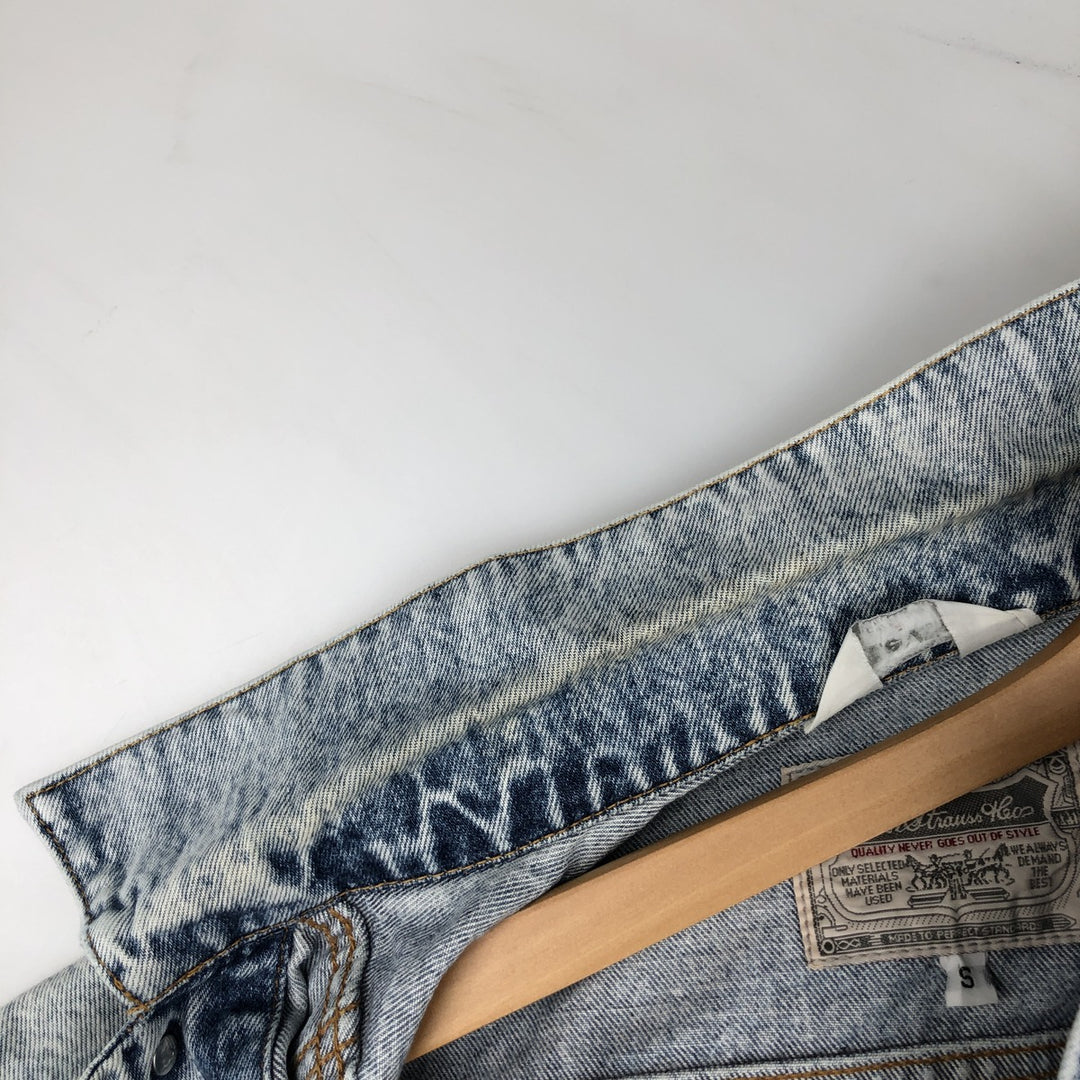 1980'S Levi's 70511-0608 Chemical Wash Denim Jacket, Made in Italy, Men's Size S (Equivalent), Vintage cotton blue type Vintage Second Hand
