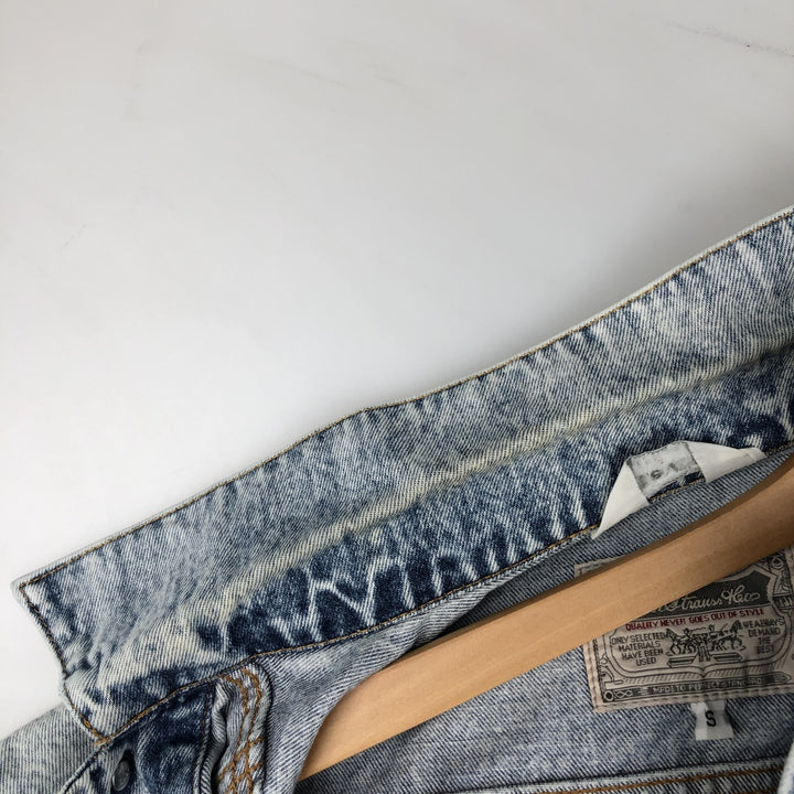 1980'S Levi's 70511-0608 Chemical Wash Denim Jacket, Made in Italy, Men's Size S (Equivalent), Vintage cotton blue type Vintage Second Hand