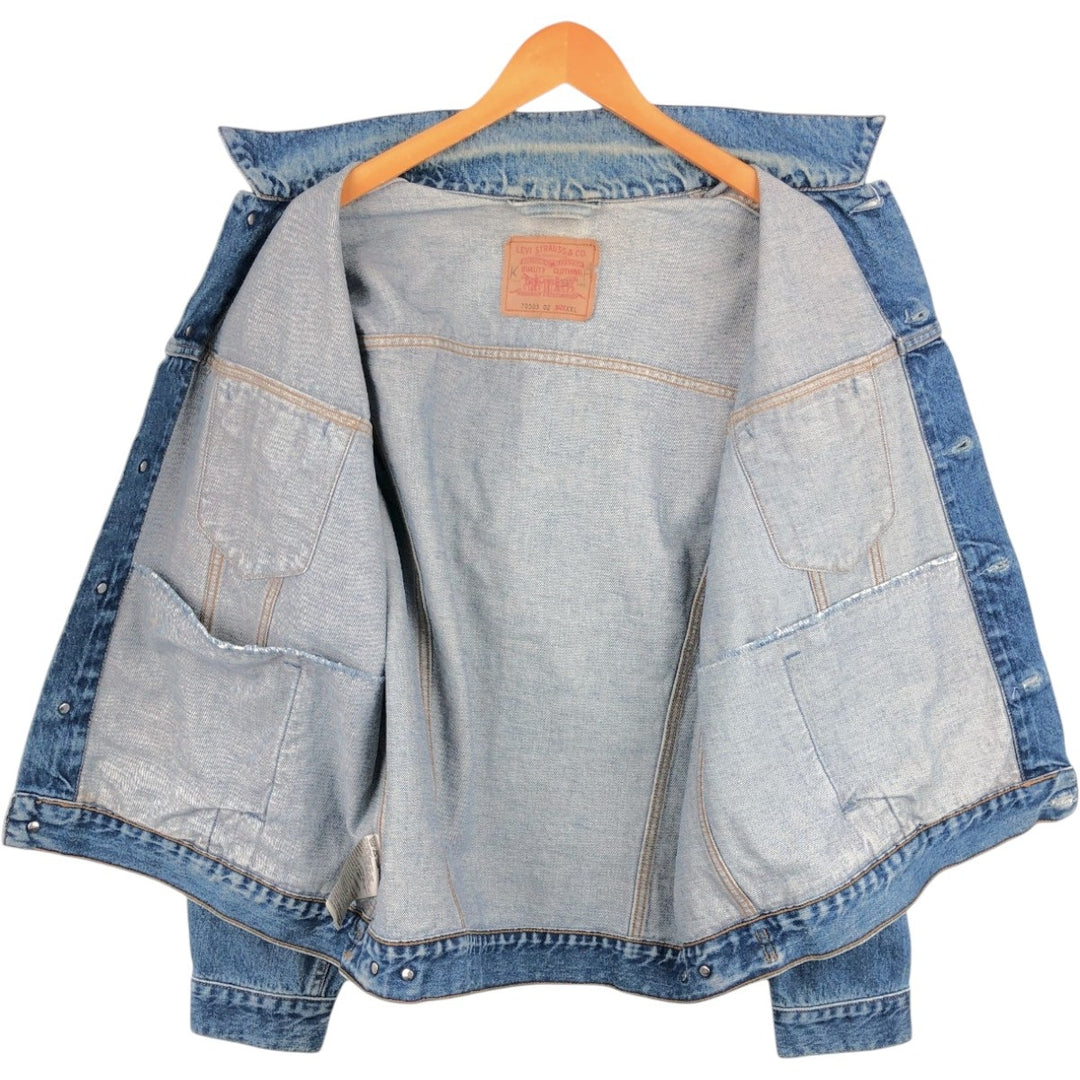 1990'S Levi's 70503 02 Euro Model Denim Jacket, Made in Italy, Men's XXL equivalent, Vintage. cotton blue type Vintage Second Hand