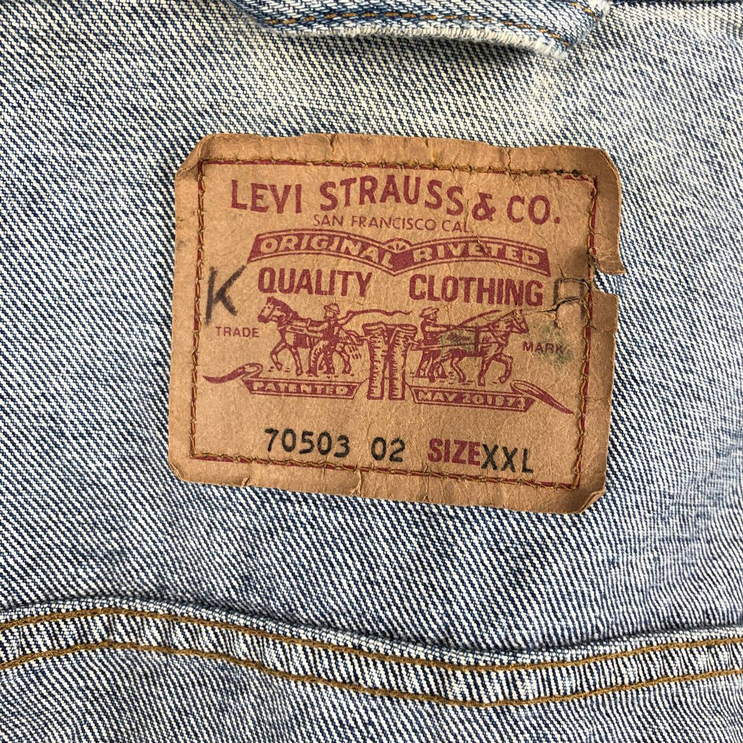 1990'S Levi's 70503 02 Euro Model Denim Jacket, Made in Italy, Men's XXL equivalent, Vintage. cotton blue type Vintage Second Hand