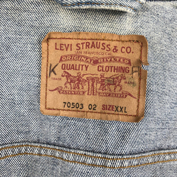 1990'S Levi's 70503 02 Euro Model Denim Jacket, Made in Italy, Men's XXL equivalent, Vintage. cotton blue type Vintage Second Hand