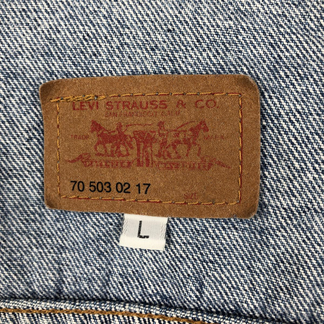 1980'S Levi's 70503-02 Euro Model Denim Jacket, Italian Made, Men's Size L (Equivalent), Vintage cotton blue type Vintage Second Hand