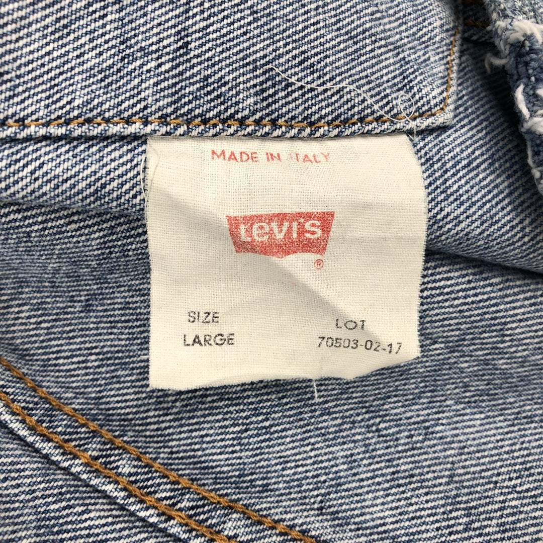 1980'S Levi's 70503-02 Euro Model Denim Jacket, Italian Made, Men's Size L (Equivalent), Vintage cotton blue type Vintage Second Hand