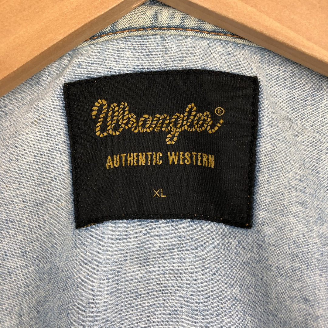 Wrangler Authentic Western Denim Hoodie, Men's Size XL (approx.) cotton blue type Vintage Second Hand
