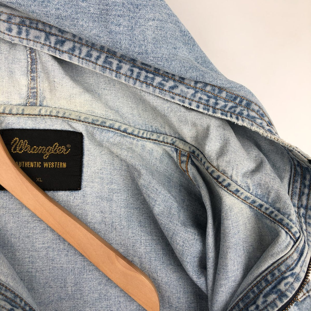Wrangler Authentic Western Denim Hoodie, Men's Size XL (approx.) cotton blue type Vintage Second Hand