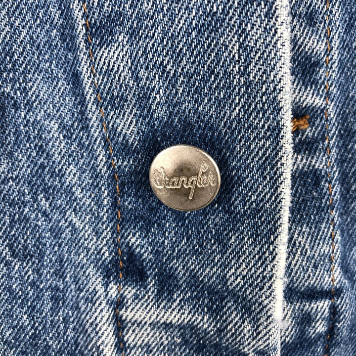 1990'S Wrangler Denim Jacket, Italian Made, Men's Size L (Equivalent), Vintage cotton blue type Vintage Second Hand