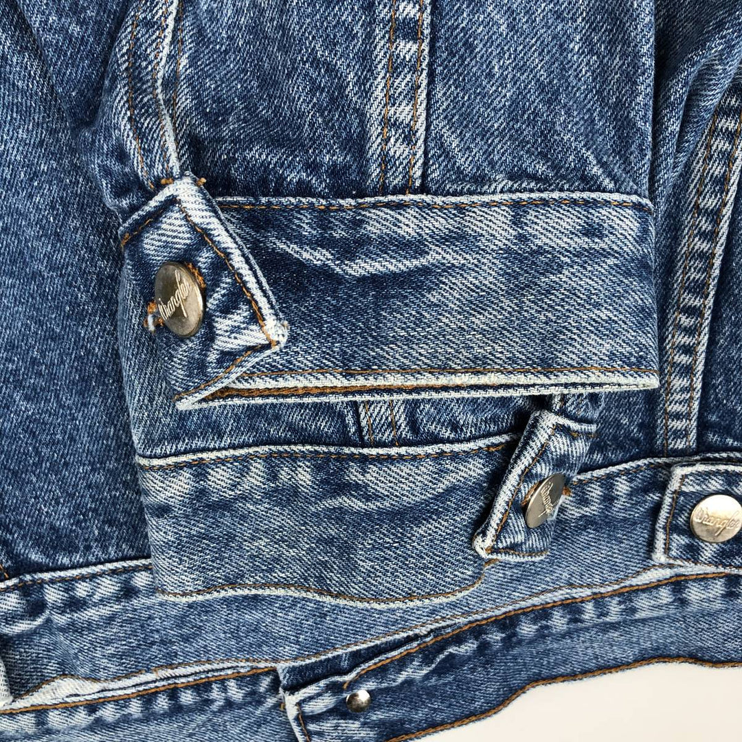 1990'S Wrangler Denim Jacket, Italian Made, Men's Size L (Equivalent), Vintage cotton blue type Vintage Second Hand