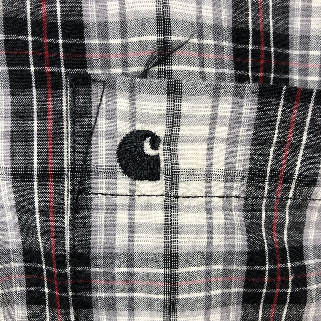 Carhartt RELAXED FIT Check Pattern Button-down Short Sleeve Work Shirt, Men's L size cotton white type Vintage Second Hand