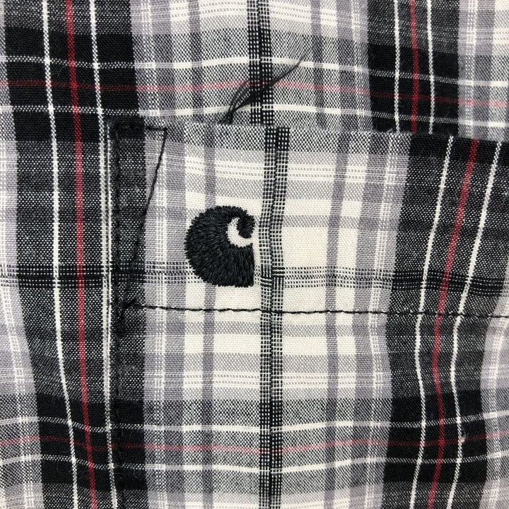 Carhartt RELAXED FIT Check Pattern Button-down Short Sleeve Work Shirt, Men's L size cotton white type Vintage Second Hand