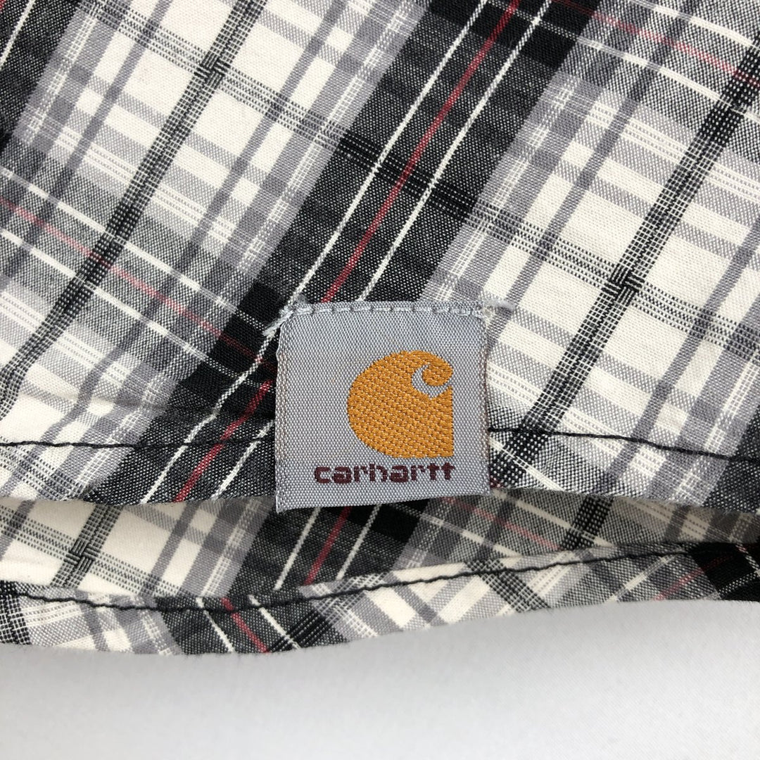 Carhartt RELAXED FIT Check Pattern Button-down Short Sleeve Work Shirt, Men's L size cotton white type Vintage Second Hand