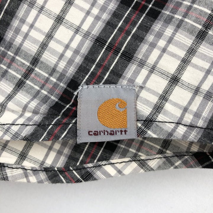 Carhartt RELAXED FIT Check Pattern Button-down Short Sleeve Work Shirt, Men's L size cotton white type Vintage Second Hand