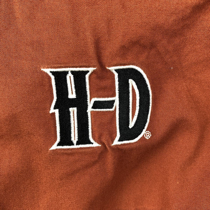 Harley-Davidson Hidden Button Down Short Sleeve Work Shirt Box Shirt Men's XL cotton red type reddish brown Vintage Second Hand