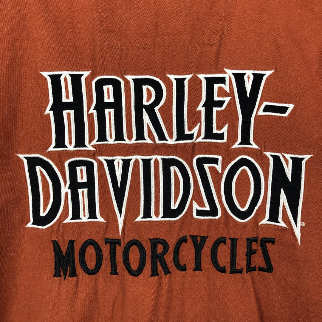 Harley-Davidson Hidden Button Down Short Sleeve Work Shirt Box Shirt Men's XL cotton red type reddish brown Vintage Second Hand