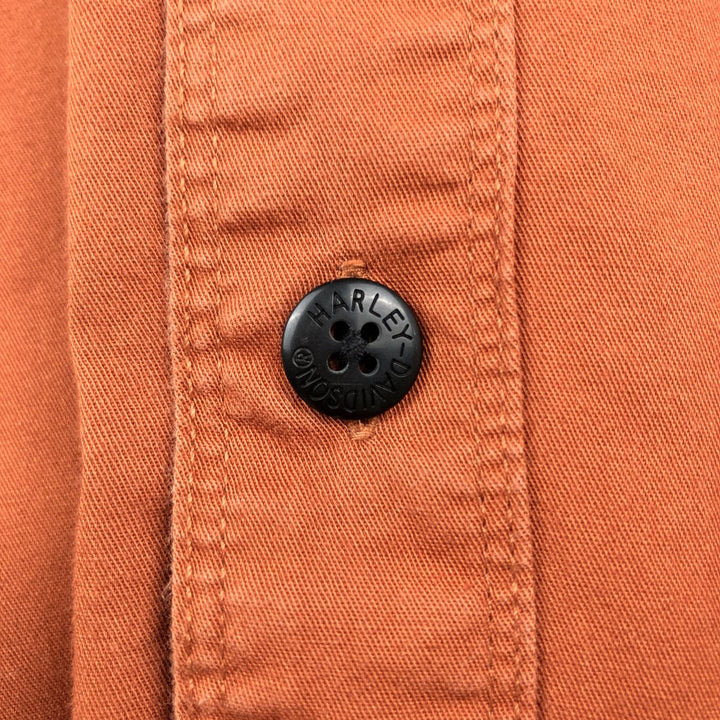 Harley-Davidson Hidden Button Down Short Sleeve Work Shirt Box Shirt Men's XL cotton red type reddish brown Vintage Second Hand